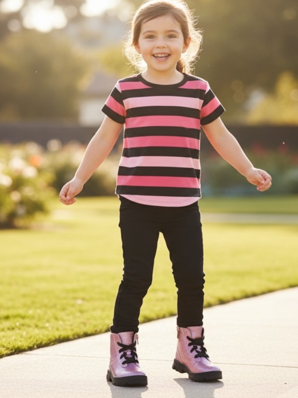 UGG Ashton Lace-Up Glitter Pink Combat Boots Kids' Size 12 - Picture 3 of 16